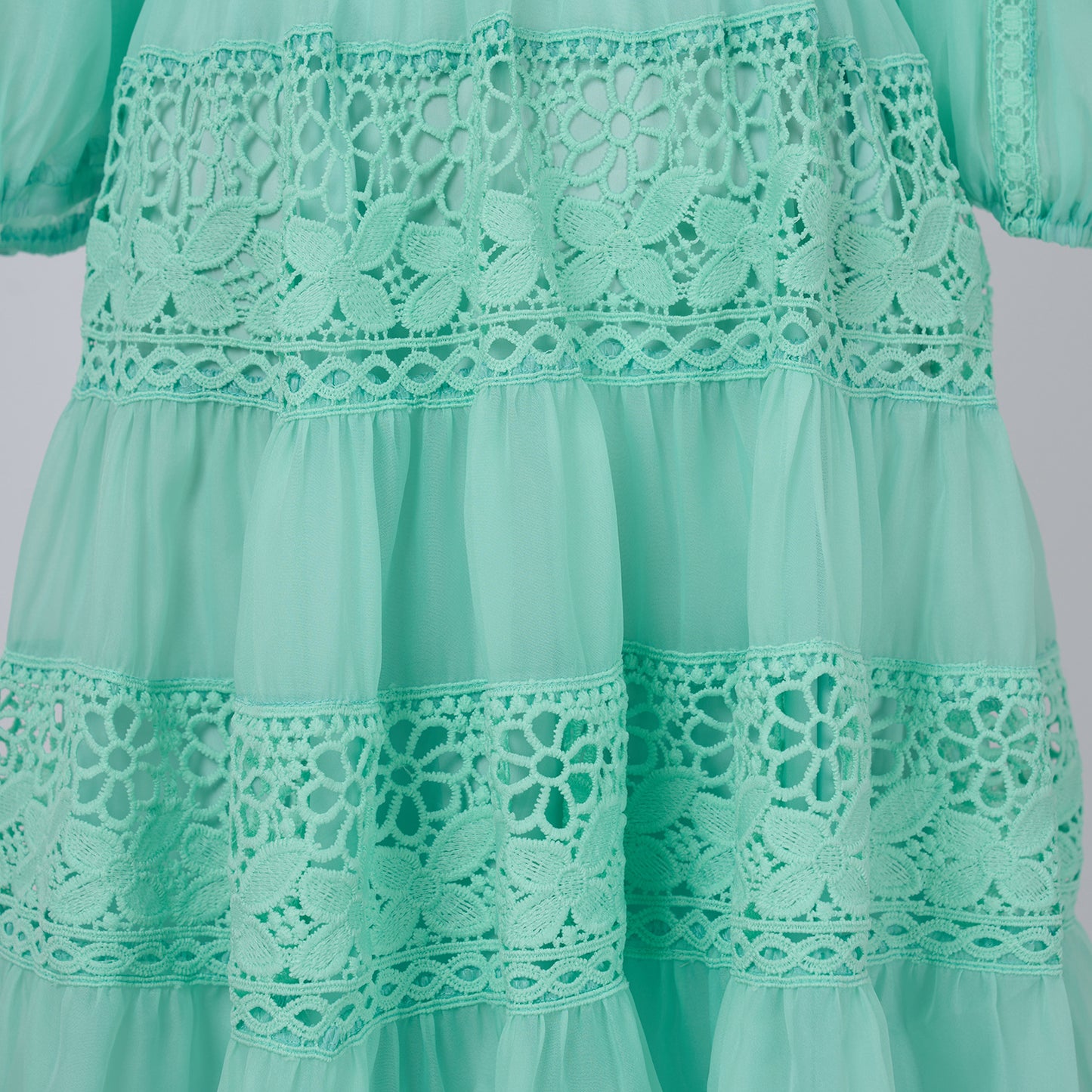 Elegant Lantern Sleeve Holiday Lace Dress