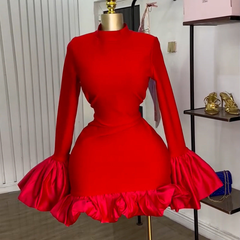 Flare Sleeve Slim Fit Dress
