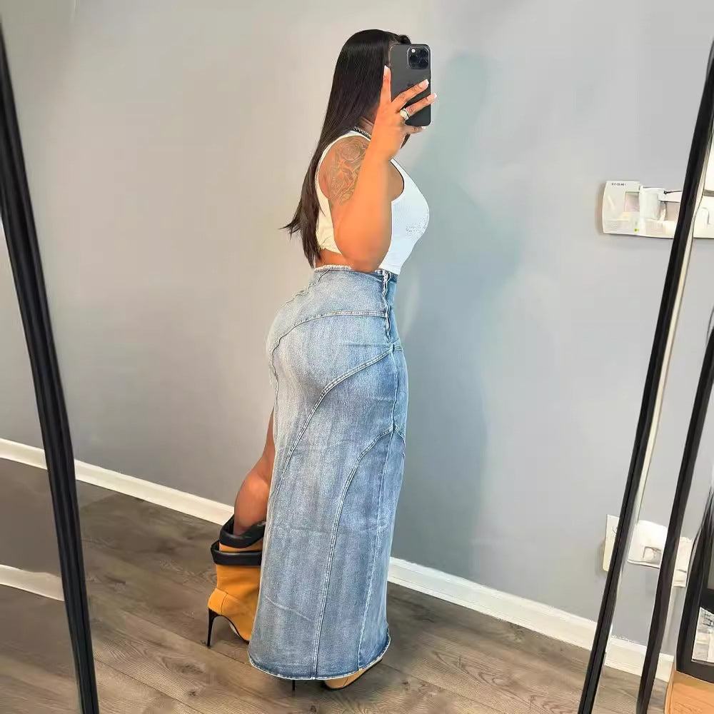 Irregular denim skirt
