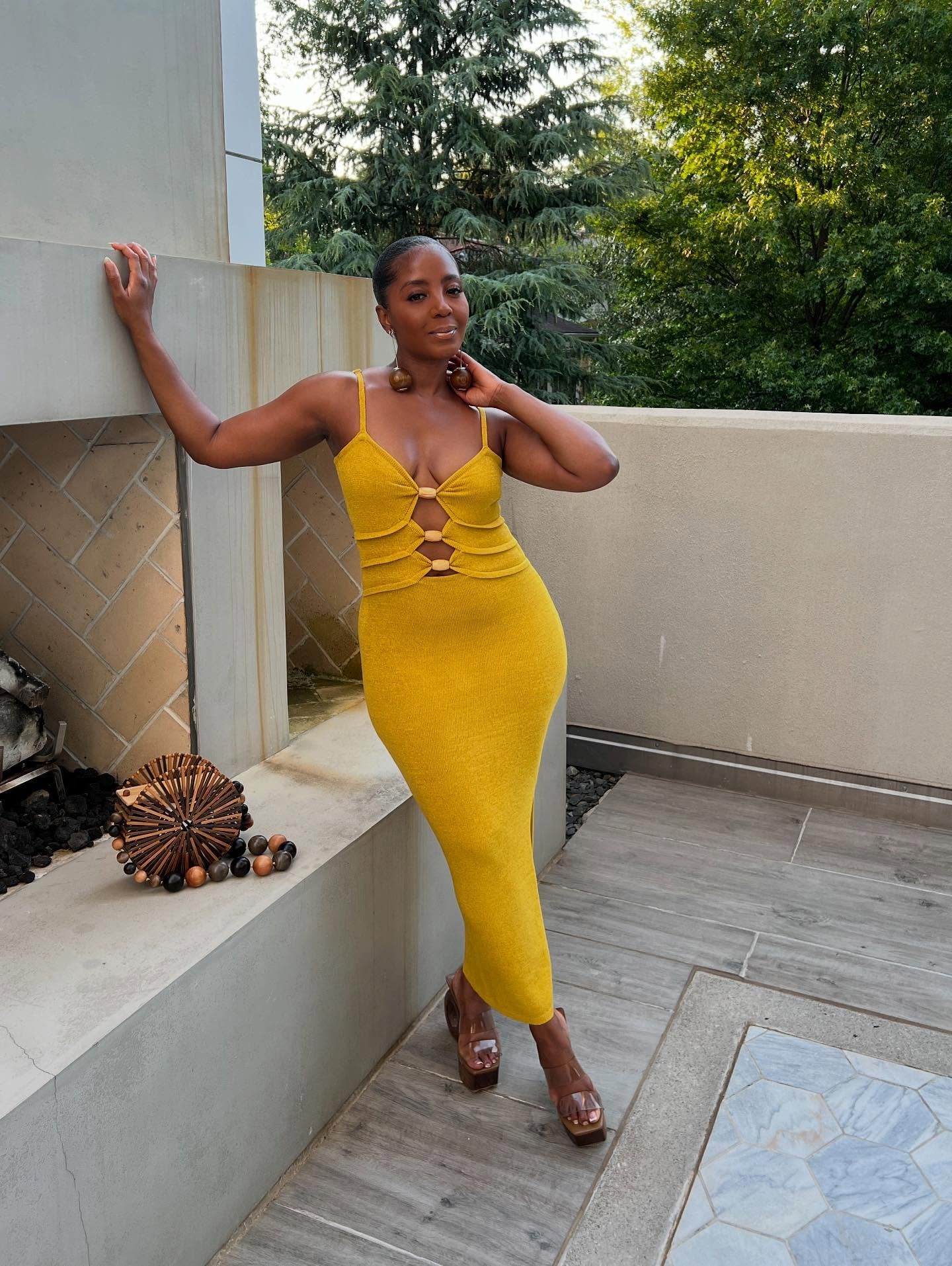 Yellow Woven Cotton Dress
