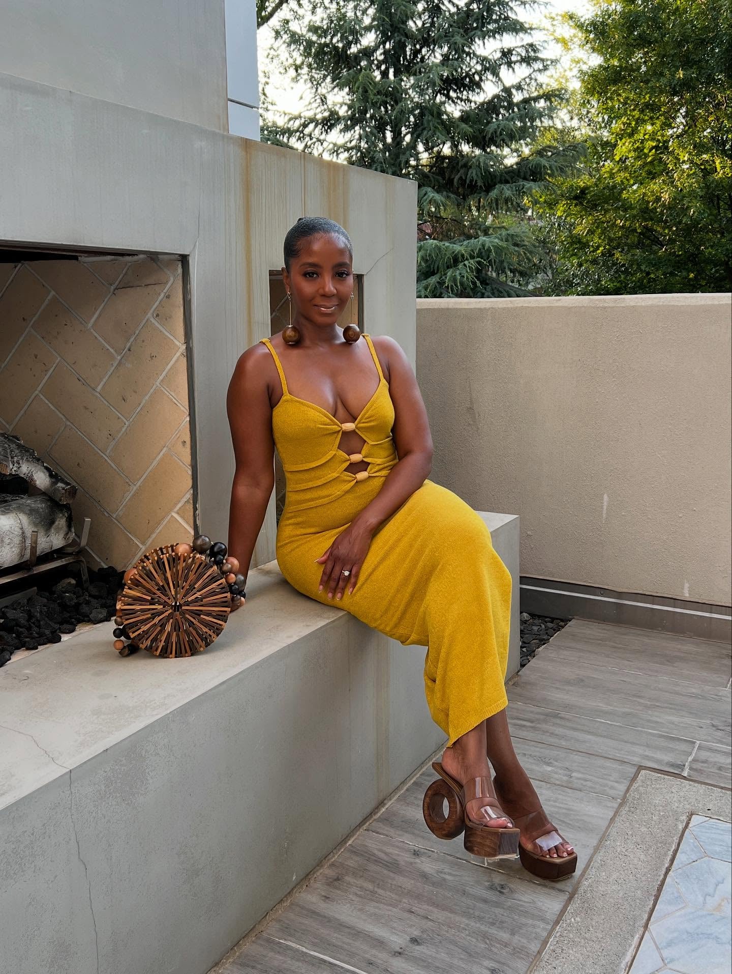 Yellow Woven Cotton Dress