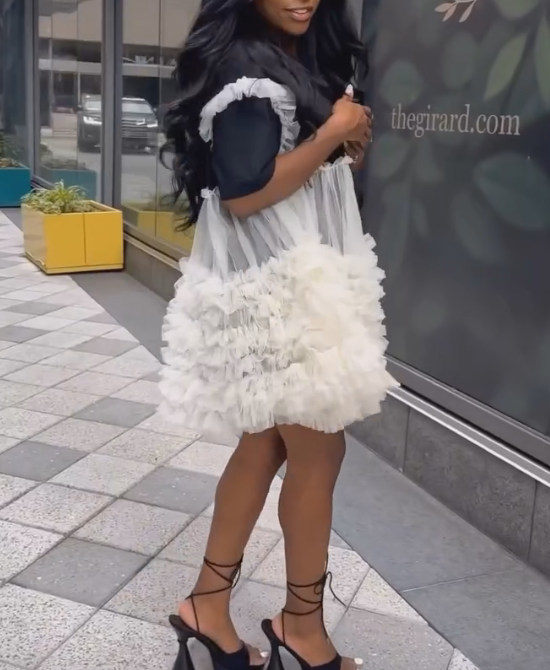 White lace flower skirt