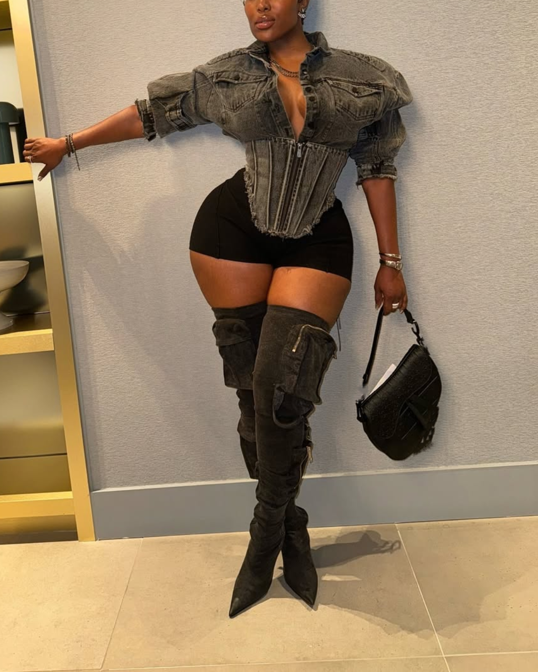 Denim tights Top