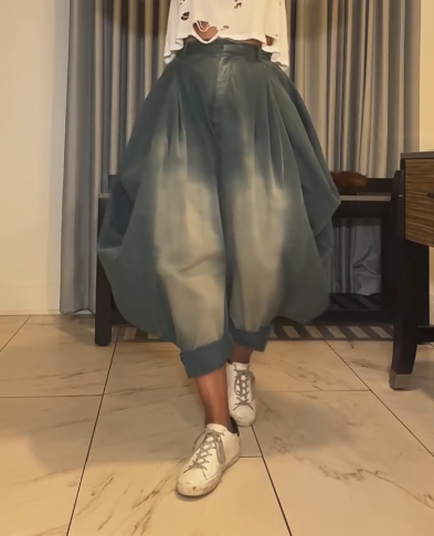 New fashionable distressed cropped harem pants