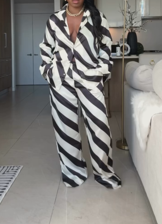 Black and white striped suit