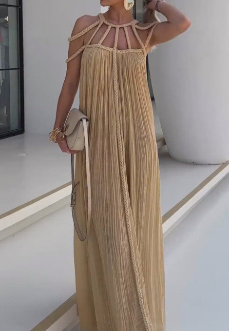 Apricot knot elegant casual and comfortable dress