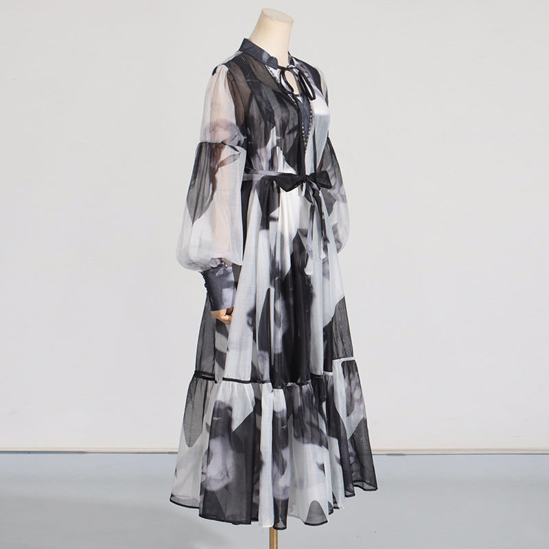 Elegant Floral Chiffon Maxi Dress