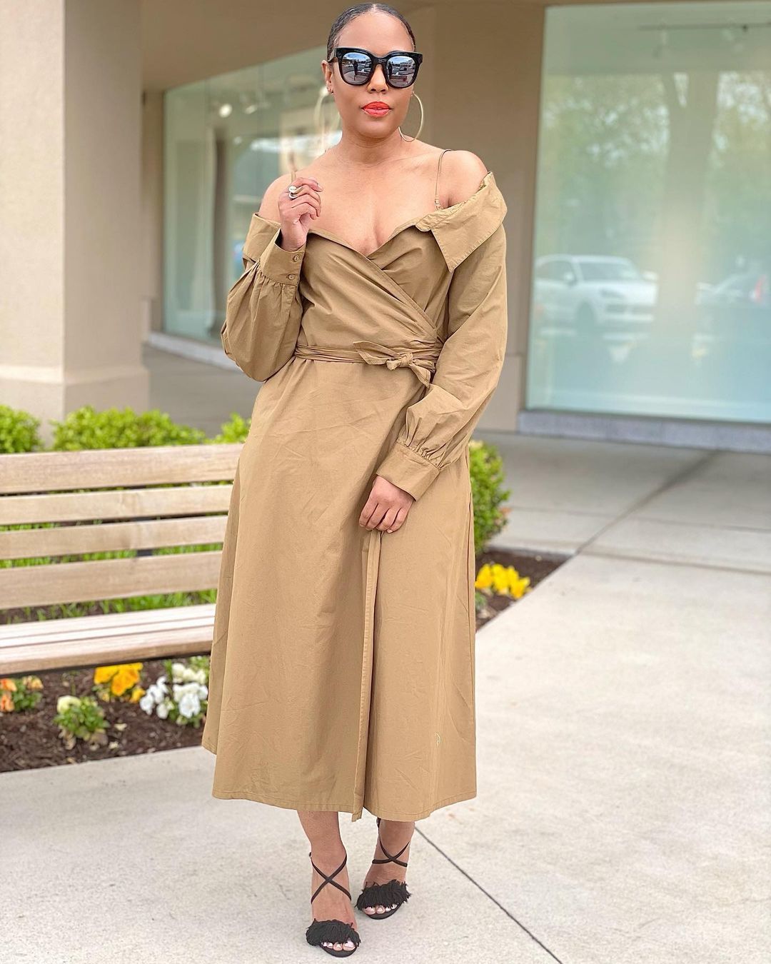 Suspender Off Shoulder Shirt Dress