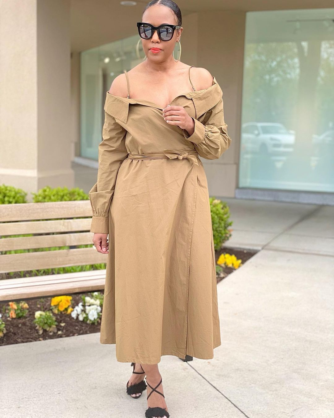 Suspender Off Shoulder Shirt Dress