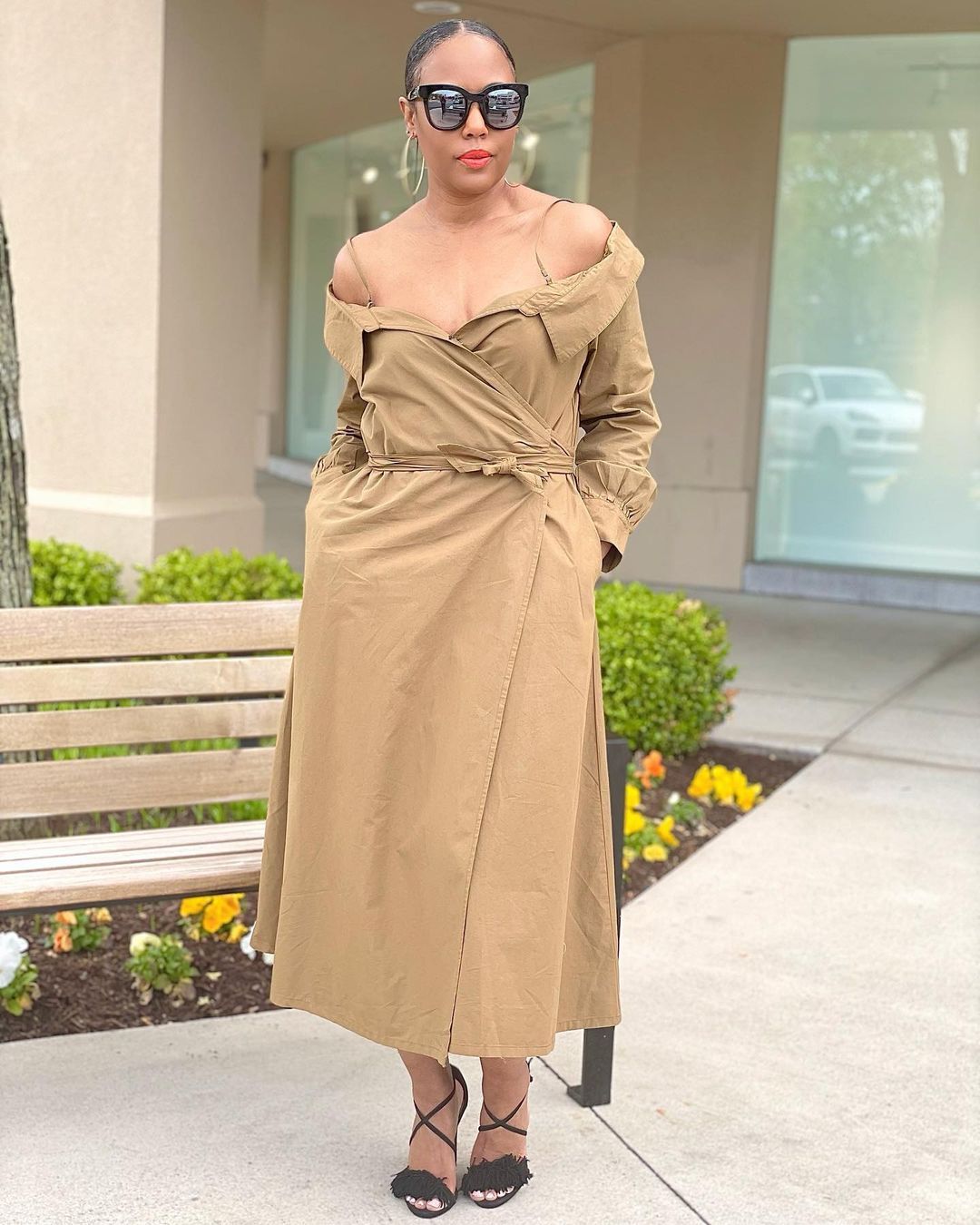 Suspender Off Shoulder Shirt Dress
