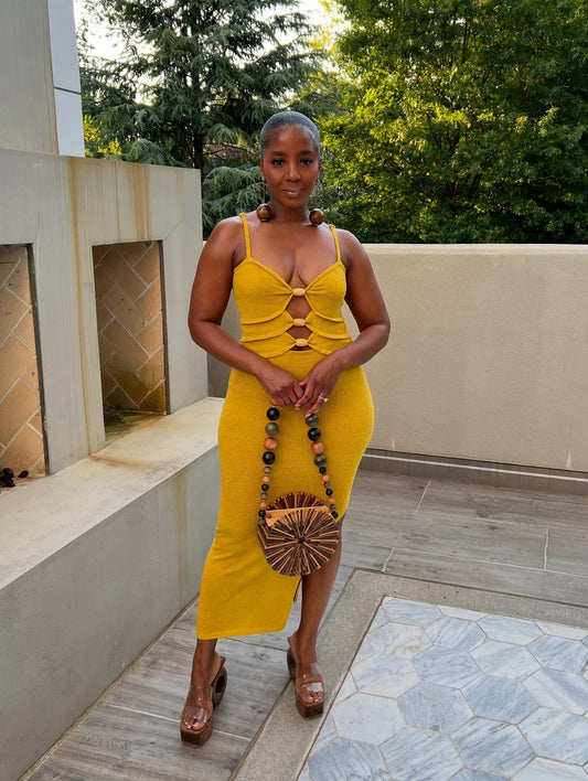 Yellow Woven Cotton Dress