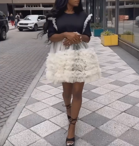 White lace flower skirt
