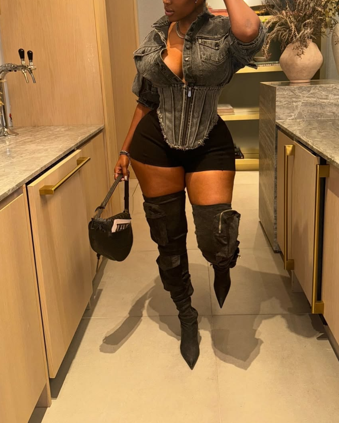 Denim tights Top
