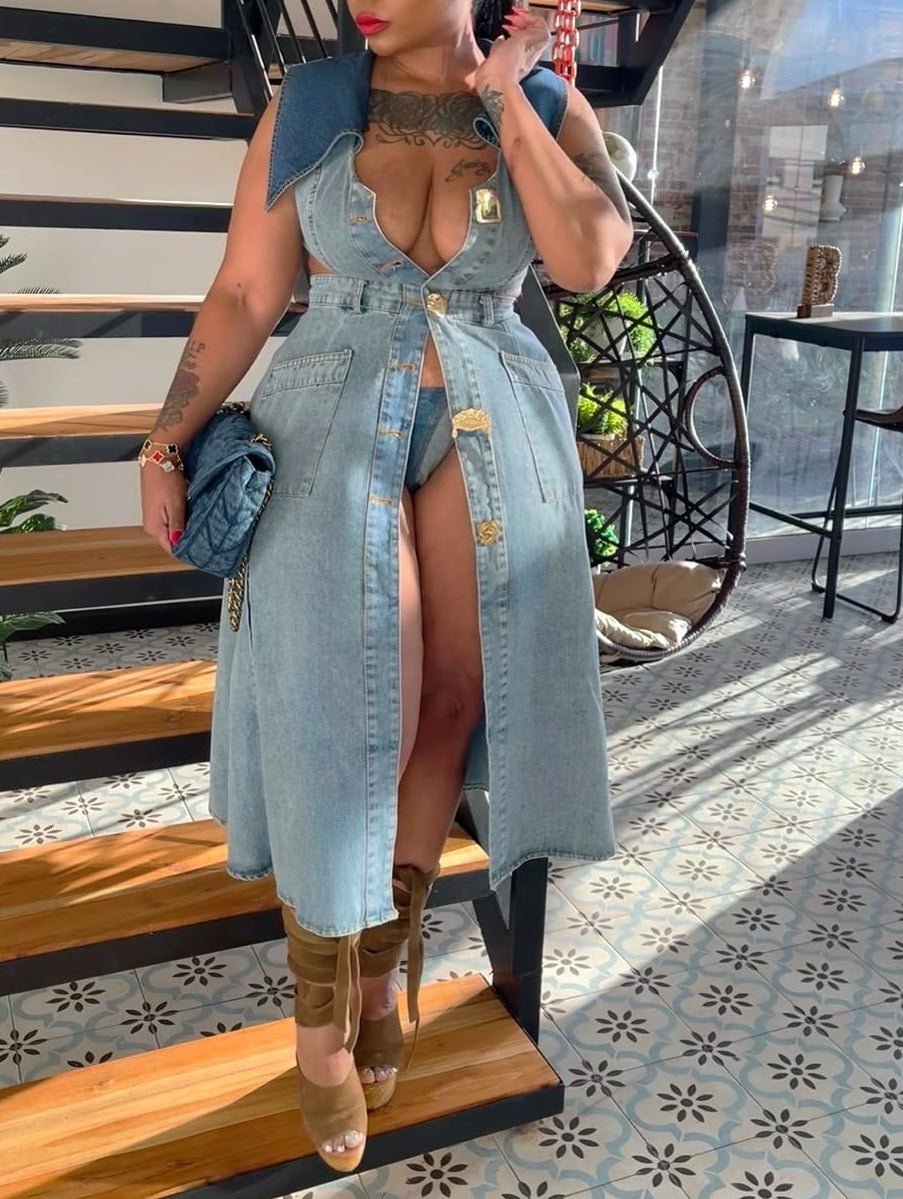 Sleeveless Metallic Dress
