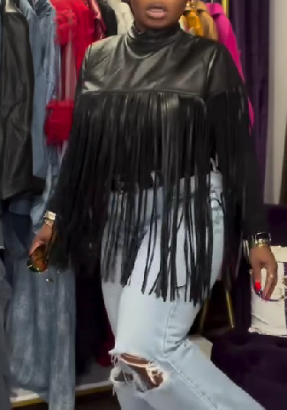 Fringed leather jacket