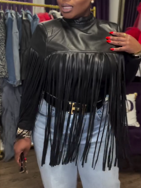 Fringed leather jacket