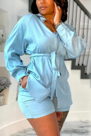 Comfortable Lace-Up Satin Suit