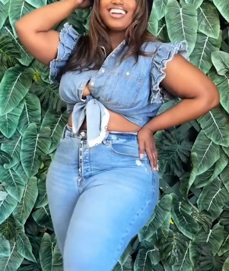 Denim lace-up top with airplane sleeves