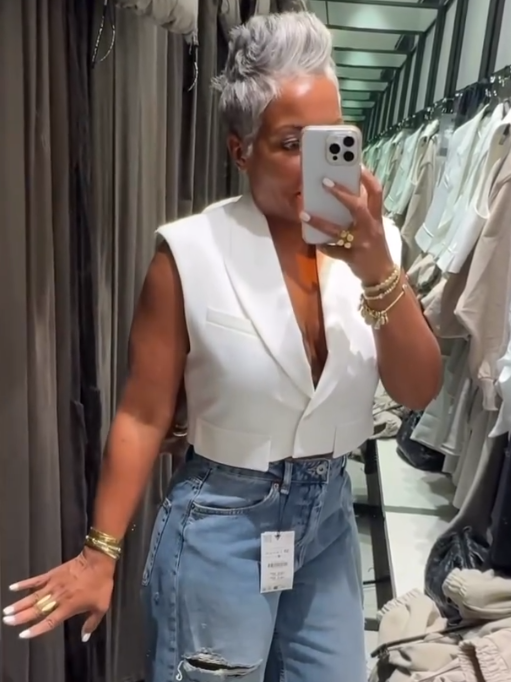White statement sleeveless top