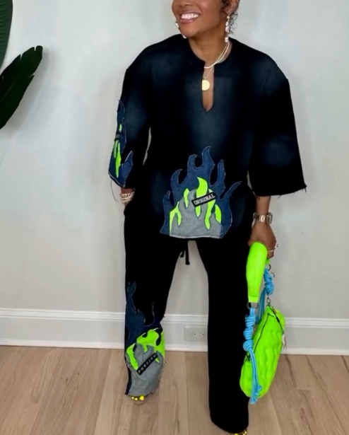 Flame Print Unisex Set