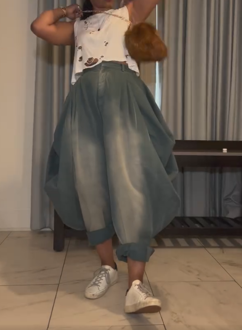 New fashionable distressed cropped harem pants