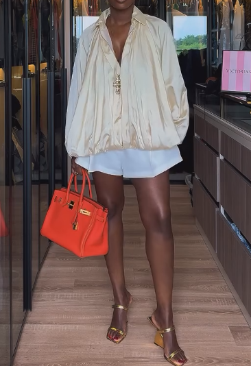 Beige zipper loose jacket
