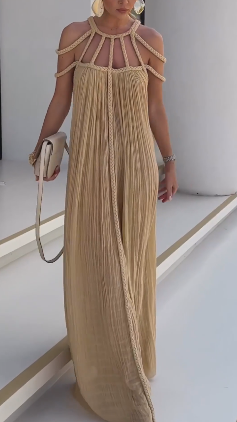 Apricot knot elegant casual and comfortable dress