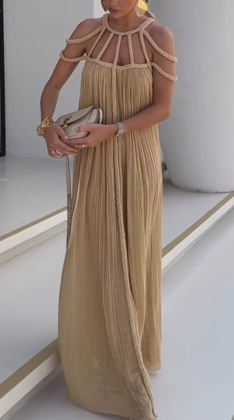 Apricot knot elegant casual and comfortable dress