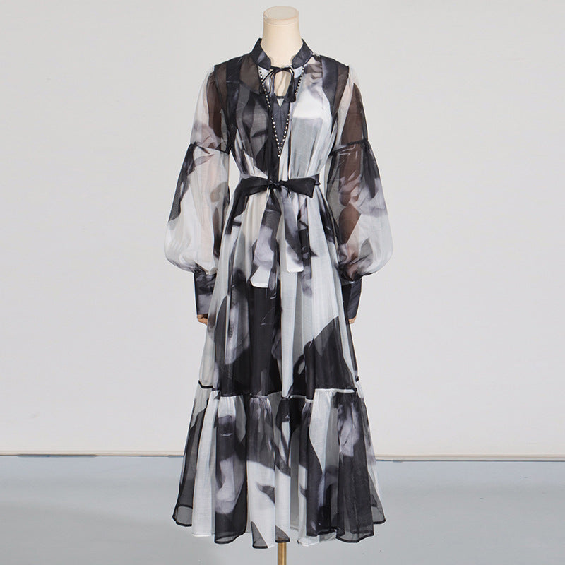 Elegant Floral Chiffon Maxi Dress