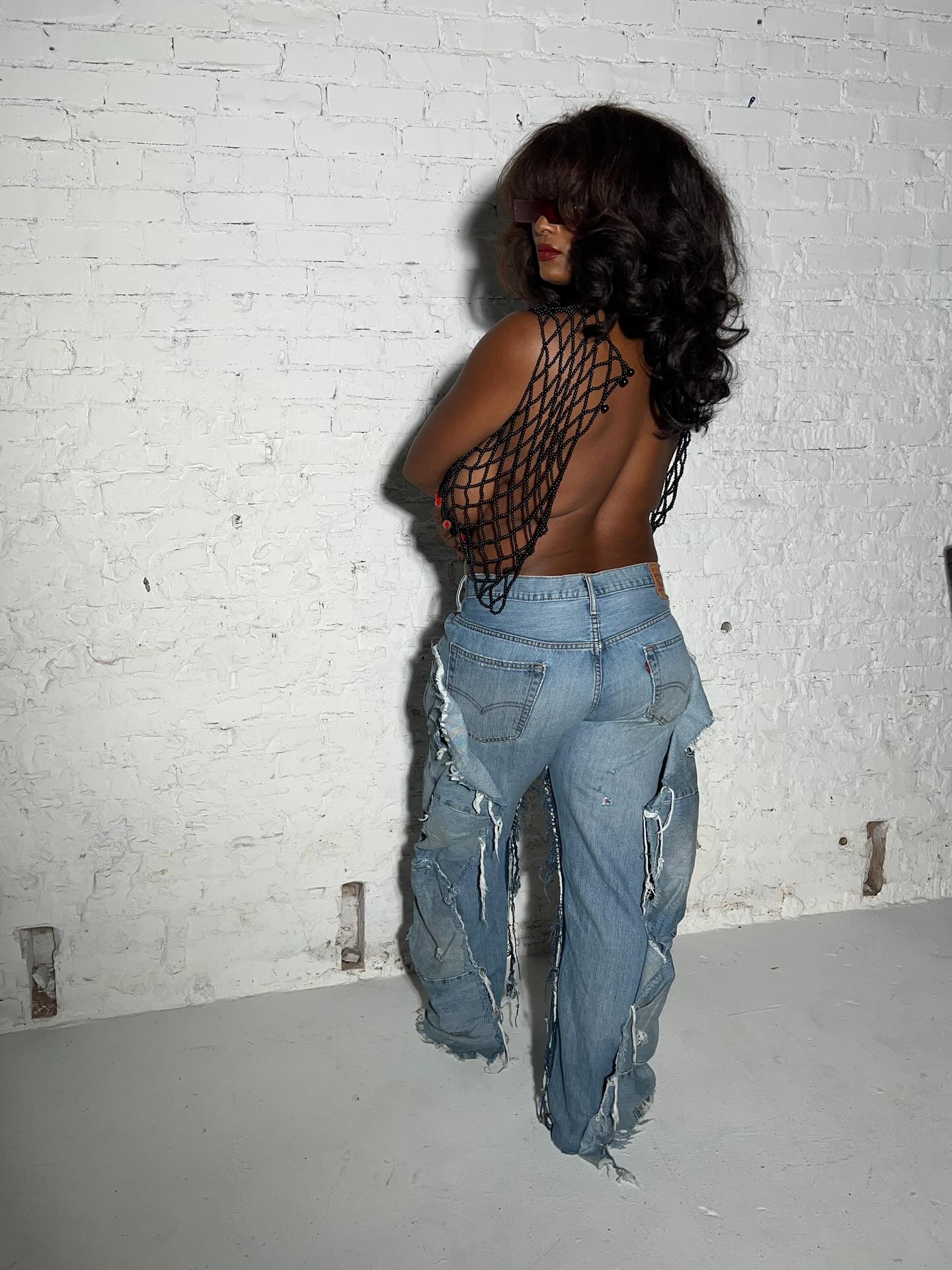 Denim patchwork casual jeans
